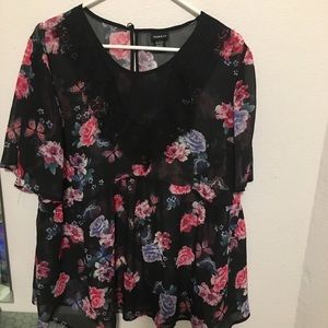 Torrid Size 2 lace, sheer floral shirt
